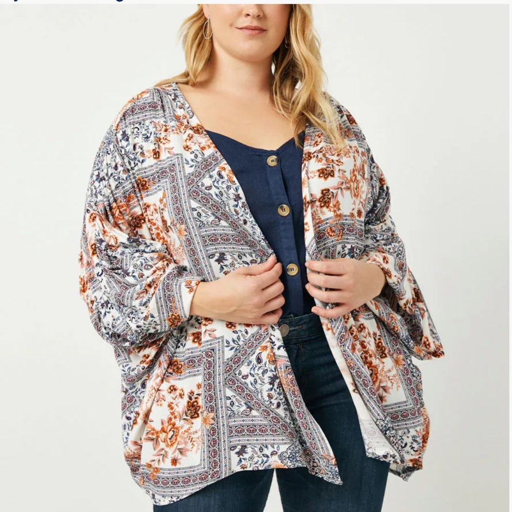NWT plus size Hayden Los Angeles patchwork printed cardigan 1XL